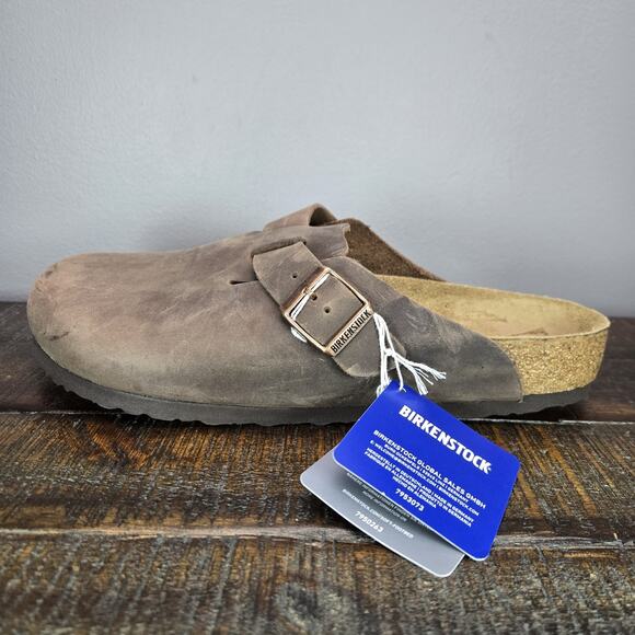 NEW Birkenstock Boston Mens Size 10 EU 43 Regular Clog Shoes Brown Leather Soft - Picture 7 of 11